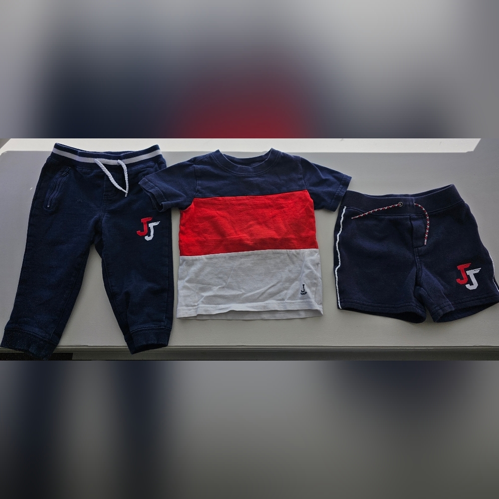 Janie and Jack 3pcs lounge set red white and blue 18-24